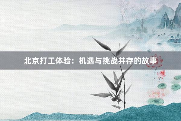 北京打工体验：机遇与挑战并存的故事